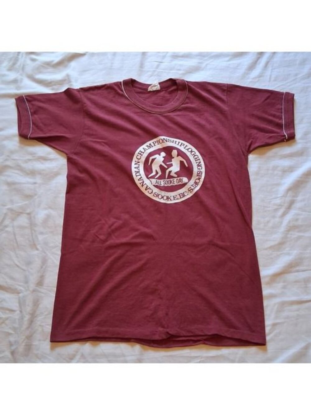 VTG 1980s All Sooke Day Canadian Logging Championship BC Red T-Shirt Adult Large